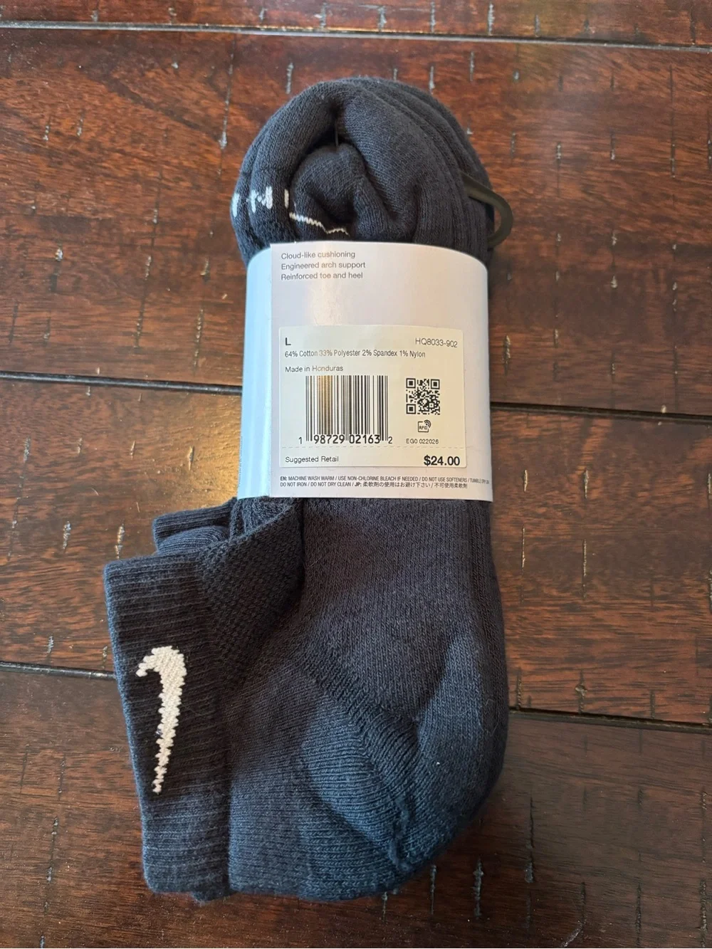 Nike Black Low-Cut Everyday Athletic Socks with White Swoosh